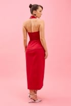 Vestido Midi Frente Única Vermelho 