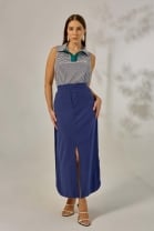 Conjunto de Saia e Blusa Gola Polo Azul 