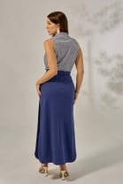 Conjunto de Saia e Blusa Gola Polo Azul 