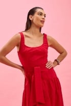 Vestido Midi em Laise Vermelho 