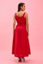 Vestido Midi em Laise Vermelho 
