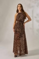 Vestido Longo Fluido de Onça