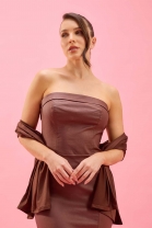 Vestido Midi Tomara que Caia Couro Marrom 