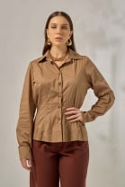 Camisa Acinturada Marrom 