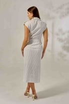 Conjunto de Saia Midi e Colete Off White 