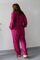 Conjunto de Calça e Cropped Moletom Fucsia
