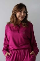 Conjunto de Calça e Cropped Moletom Fucsia