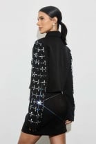 Conjunto de Saia e Blazer Cropped Preto 
