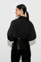 Blusa Gola Alta Preta Brilhante 
