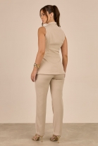 Conjunto de Calça e Colete Bege 