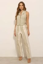 Conjunto de Calça Listrada e Colete Verde