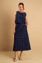 Conjunto de Saia Mídi e Blusa Marinho