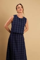 Conjunto de Saia Mídi e Blusa Marinho