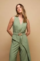 Conjunto de Calça e Colete Assimétrico Verde