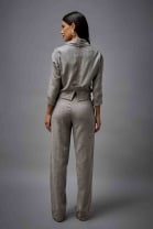 Conjunto de Calça e Jaqueta Cropped Cinza