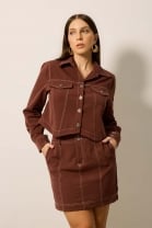 Conjunto de Saia e Jaqueta Marrom 