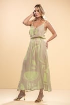 Vestido Longo Alças Finas Estampado 
