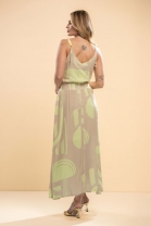 Vestido Longo Alças Finas Estampado 