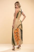Vestido Longo Estampado Folhagem