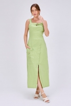 Vestido Midi Transpasse Frontal Verde