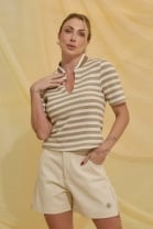 Conjunto de Short e Blusa Listrada Cru