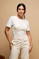 Conjunto de Calça e Blusa com Transpasse Cru