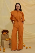 Conjunto de Calça Cós Alta e Blusa Laranja