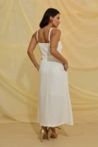 Conjunto de Saia Longa e Cropped Off White 