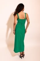 Conjunto de Saia Pregas no Cós e Cropped Verde 