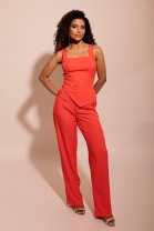 Conjunto de Calça e Blusa Assimétrica Vermelho 