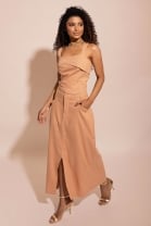 Conjunto de Saia Midi e Cropped com Dobra Rose