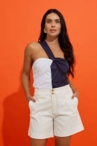 Body de Alça Única Bicolor