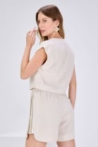 Conjunto de Short e Cropped Soltinho Bege 