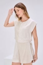 Conjunto de Short e Cropped Soltinho Bege 