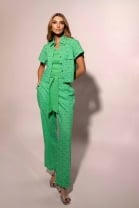 Trijunto Bordado de Calça Top e Camisa Verde