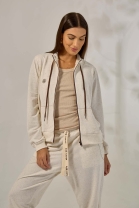 Conjunto de Calça e Jaqueta em Moletinho Off White