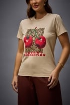 T-shirt Kmk Estampada Bege 