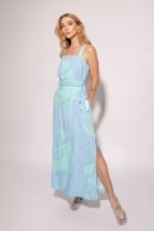 Vestido Longo com Fendas Laterais Azul