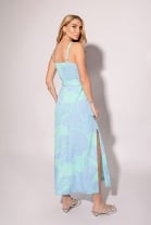 Vestido Longo com Fendas Laterais Azul