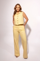 Conjunto de Calça e Colete Cropped Amarelo