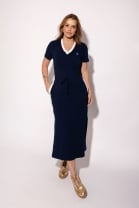 Conjunto de Saia com Fenda Lateral e Blusa Azul