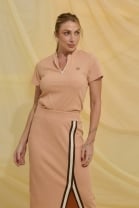 Conjunto de Saia Mídi com Fenda Frontal e Blusa Rose