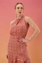 Vestido Longo com Fenda Frontal Rosa