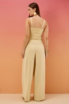 Conjunto de Cal&ccedil;a e Cropped Bege