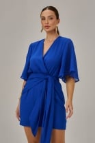 Vestido Curto Transpassado Azul