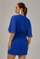 Vestido Curto Transpassado Azul