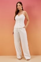 Conjunto de Calça e Blusa de Alça Off White