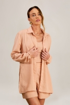 Trijunto de Short Camisa e Top Nude