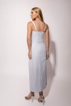 Conjunto de Saia e Blusa Cropped Listrado