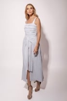 Conjunto de Saia e Blusa Cropped Listrado